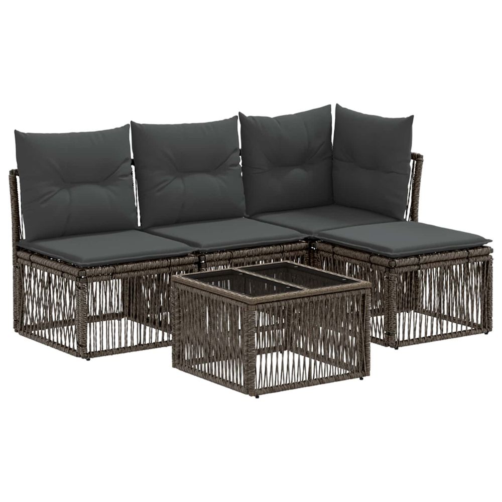 Ensemble de canapé de jardin 5 pc gris polyrotin