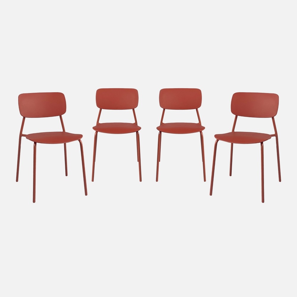 Lot de 4 chaises de jardin empilables acier et plastique - liva