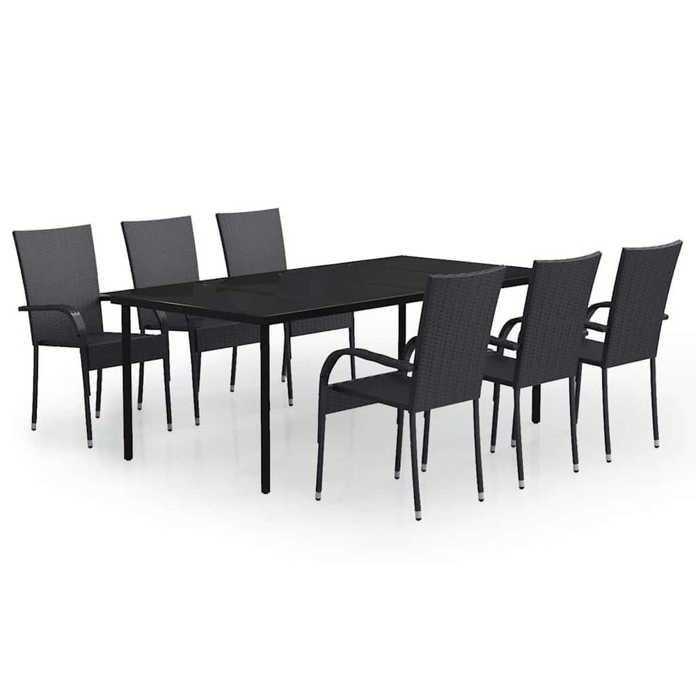 Ensemble à manger de jardin 7 pcs noir