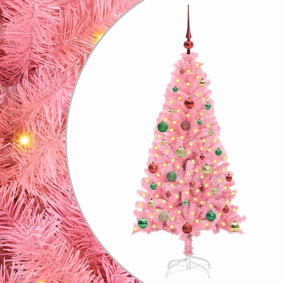 Sapin de noël avec 150 led avec support rose 150 cm pvc
