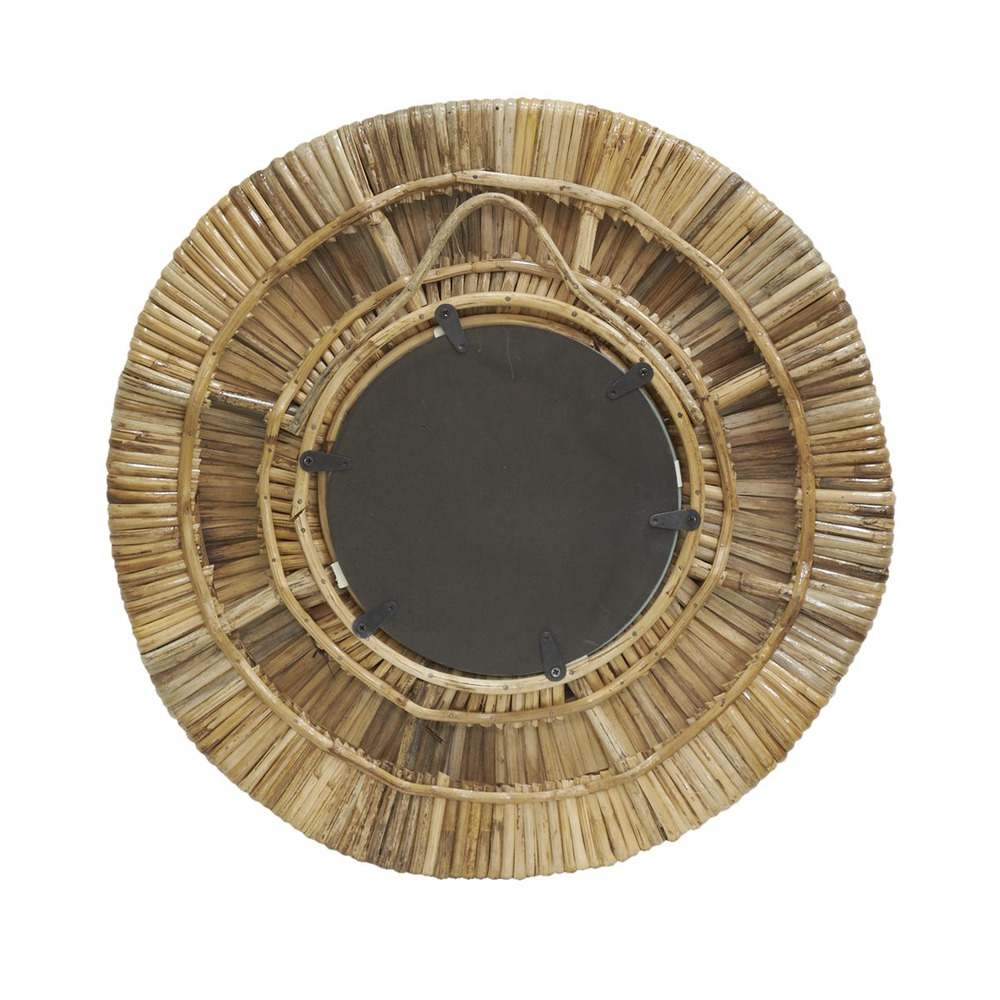 Miroir rond en rotin naturel