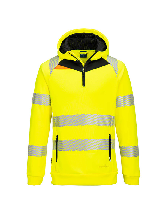Dx4 hi-vis 1/4 zip hoodie - taille m - jaune/noir - portwest