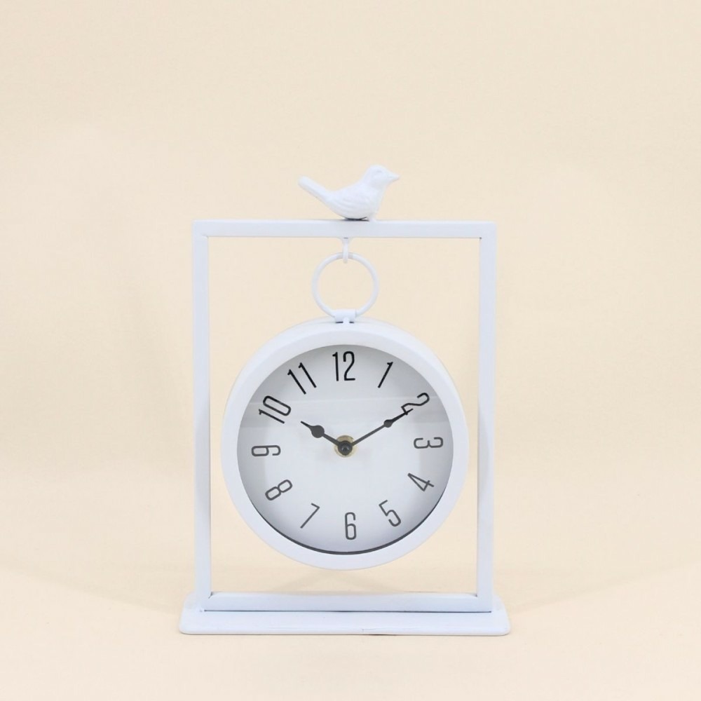 Horloge à poser en métal blanc 27cm