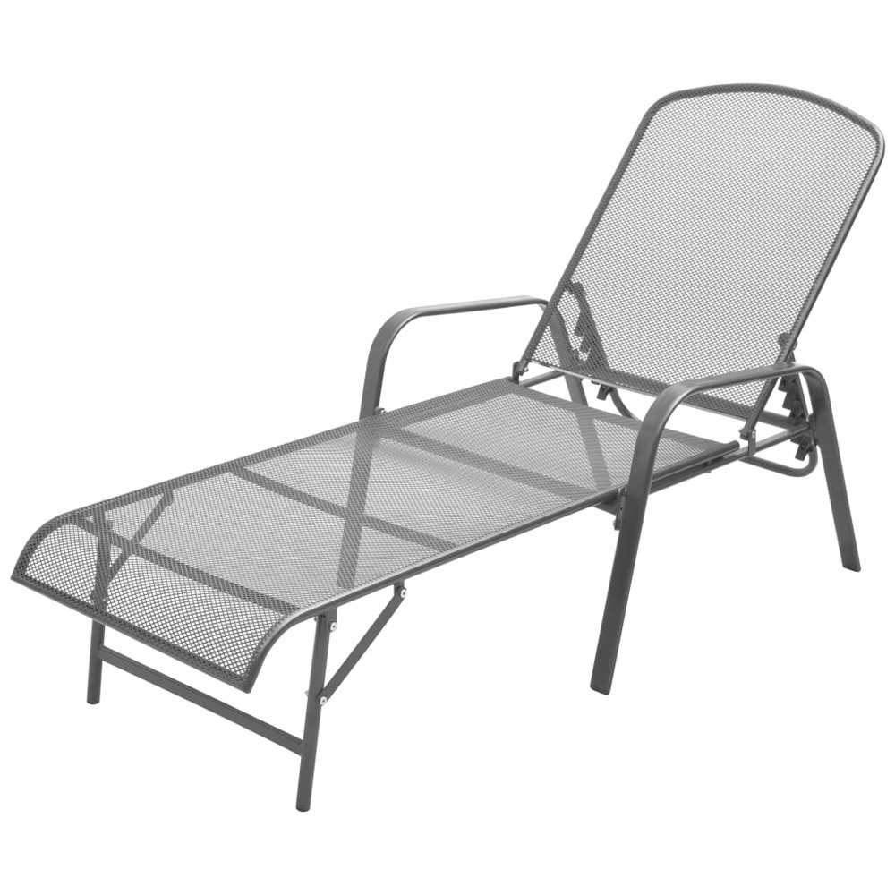Transat chaise longue bain de soleil lit de jardin terrasse meuble d'extérieur acier anthracite
