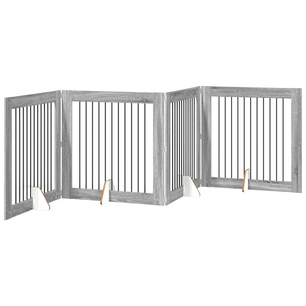 Porte de chien pliable avec supports 4 pc sonoma gris 401 cm