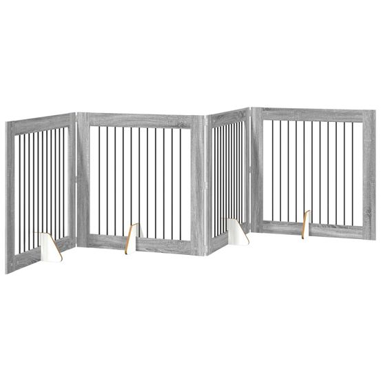 Porte de chien pliable avec supports 4 pc sonoma gris 401 cm
