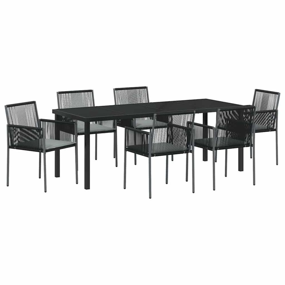 Ensemble de salle à manger pour jardin 7 pc noir rotin pe