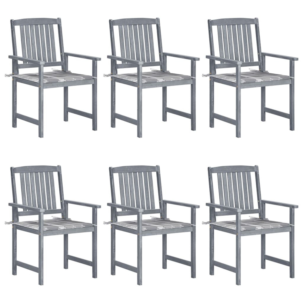 Chaises de jardin et coussins lot de 6 bois acacia massif gris