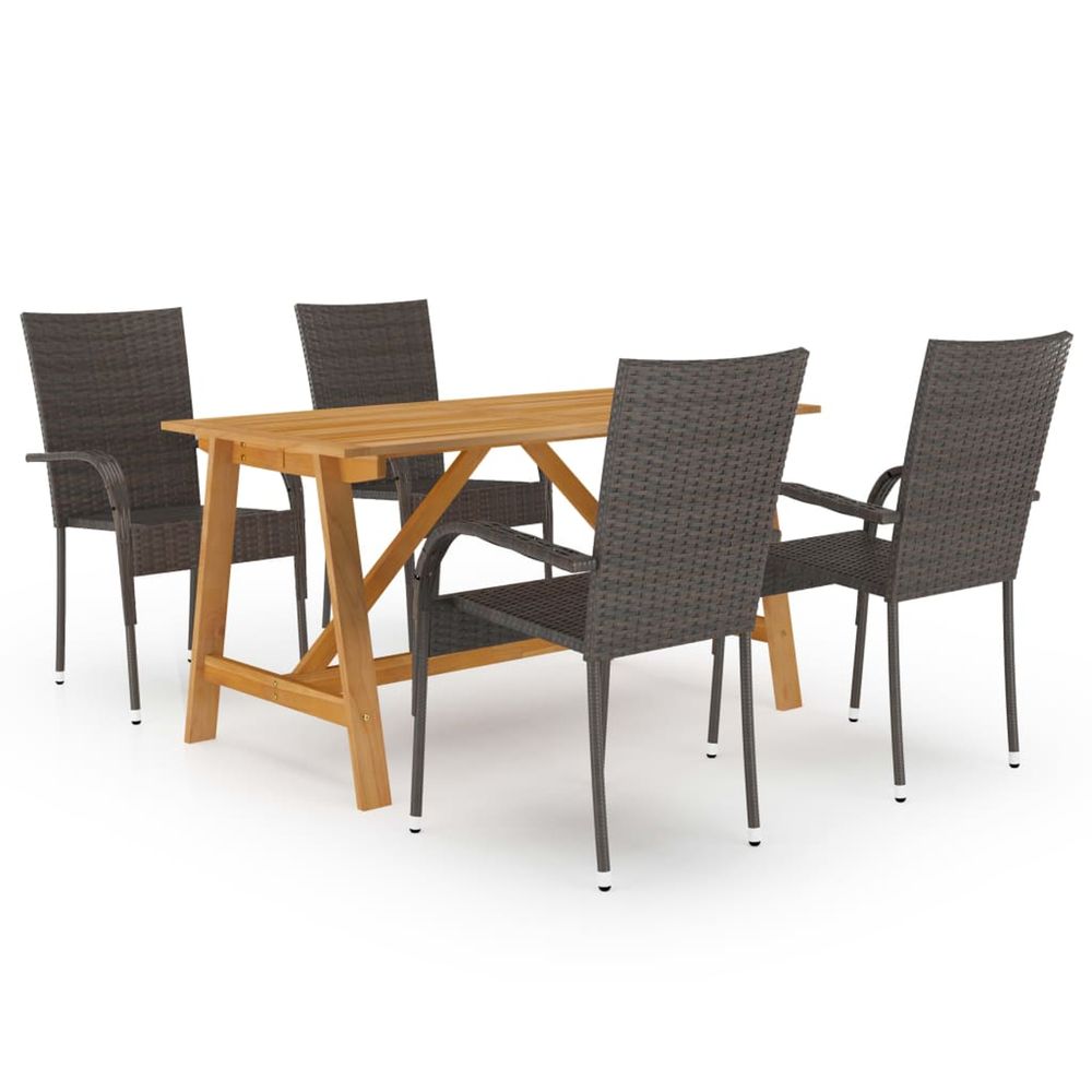 Ensemble à manger de jardin 5 pcs marron
