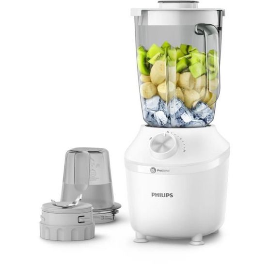 Blender - philips - serie 3000 hr2291/20 - bol en verre - capacité 1.25l - 2 vitesses - 600w - blanc