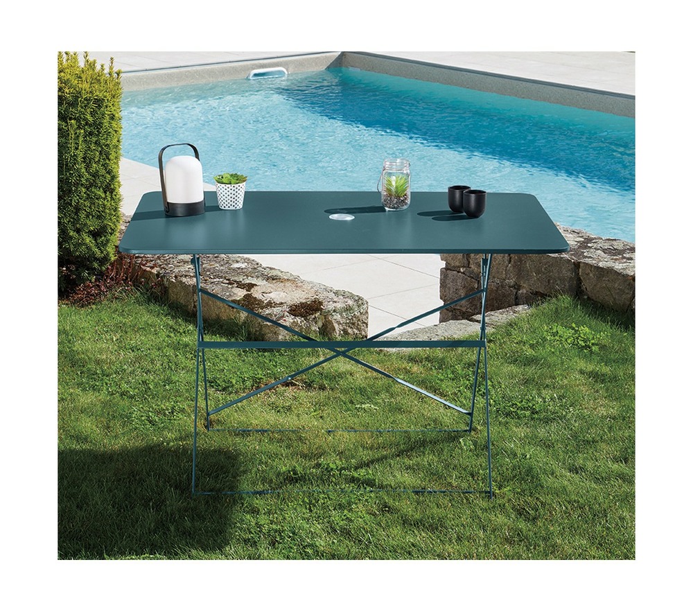 Venise - table de jardin pliante - 4 places - bleu canard
