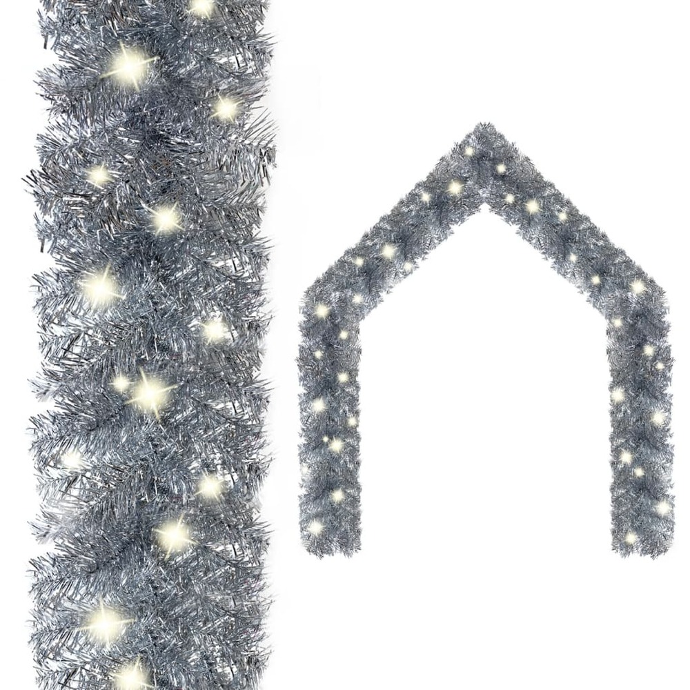 Guirlande de noël avec lumières led 20 m argenté