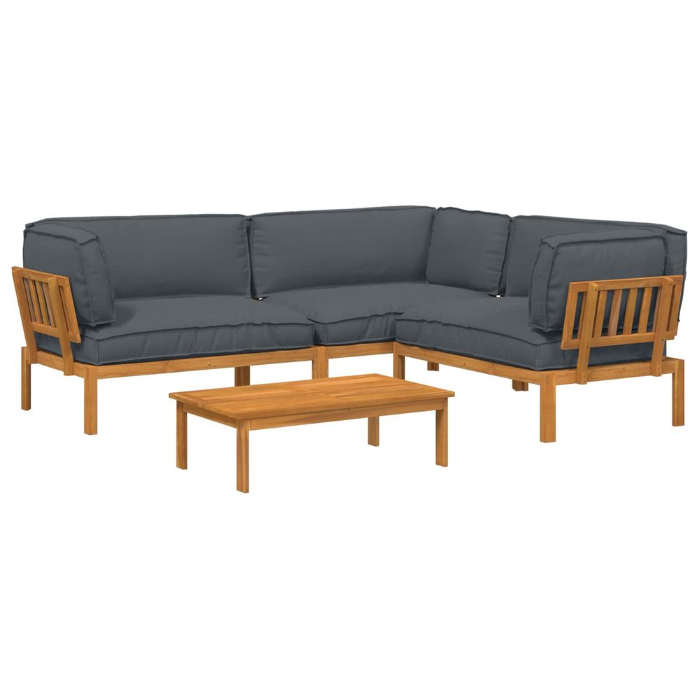 Ensemble de canapés 4 pc anthracite bois d'acacia massif