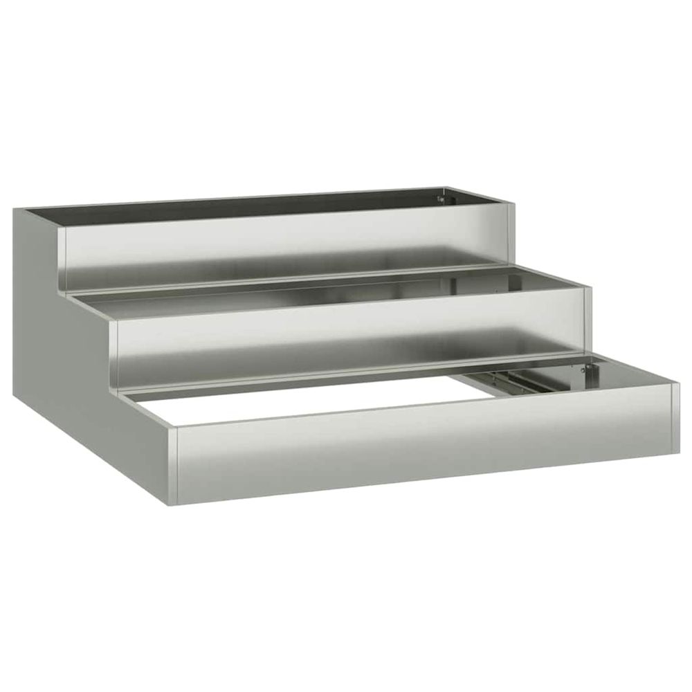Cache-pot de jardin argent 90 x 90 x 35 cm acier galvanisé
