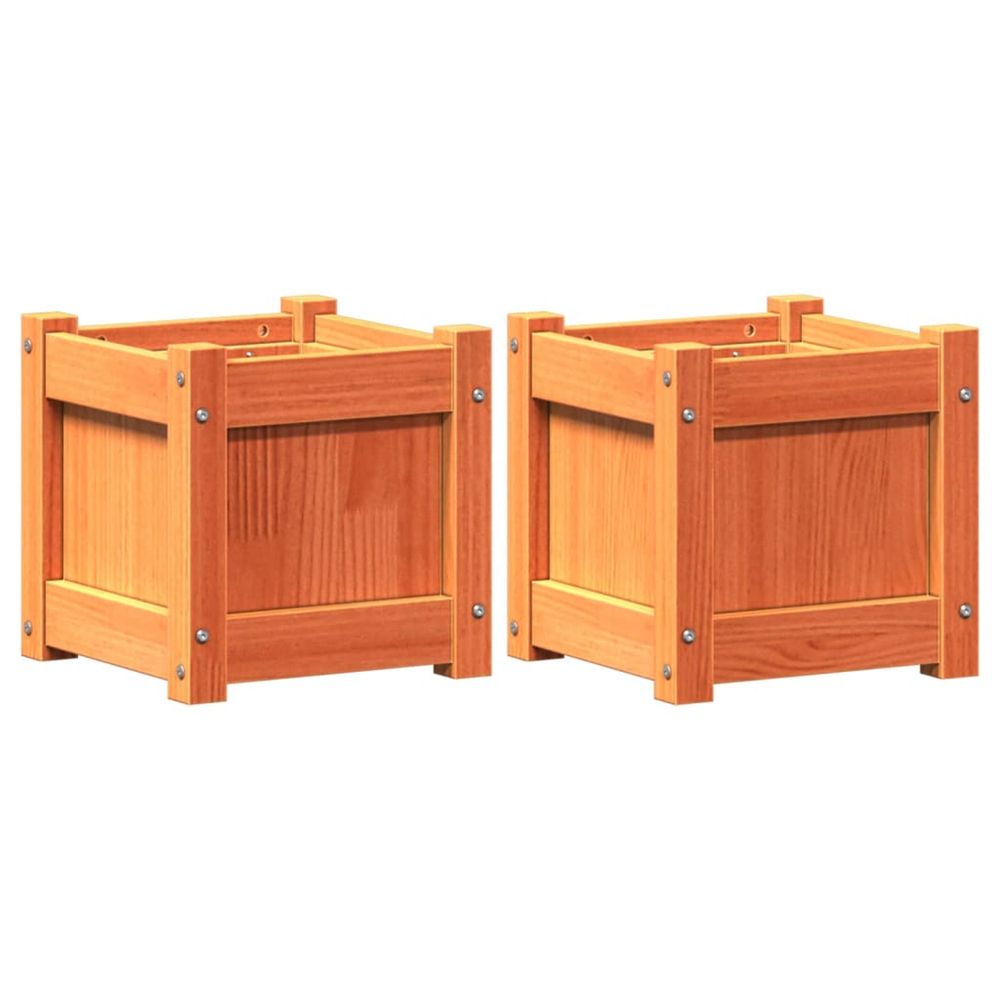 Jardinière d'extérieurs 2 pcs cire marron bois de pin massif