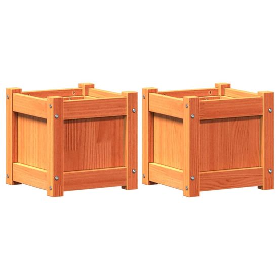 Jardinière d'extérieurs 2 pcs cire marron bois de pin massif