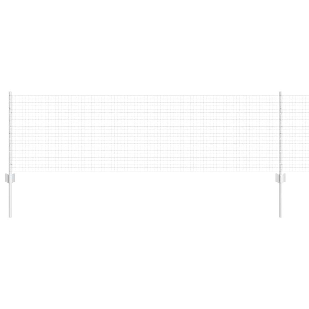 Clôture avec poteau argenté 0,6 x 50 m acier