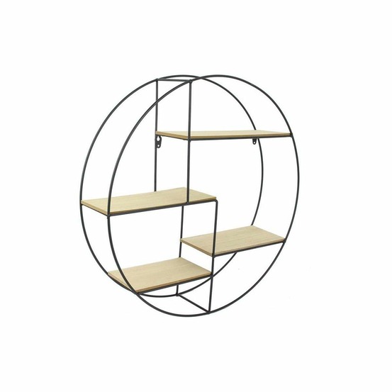 Etagère industrielle ronde en bois et métal 50 cm noir