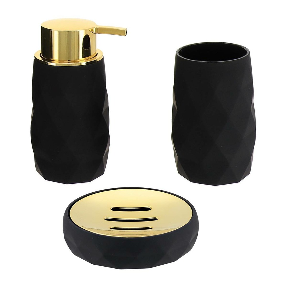 Set gobelet distributeur a savon et porte savon abs + rubber - noir