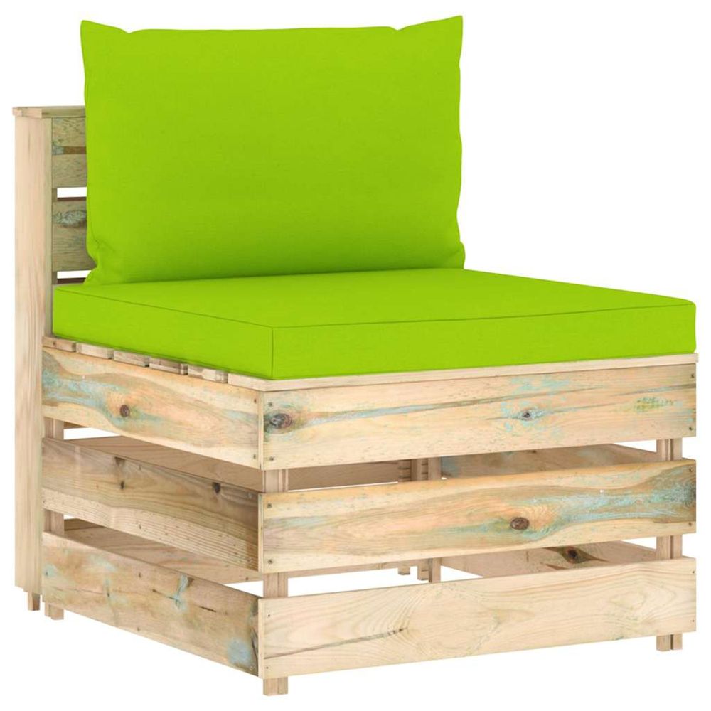 Canapé central sectionnel avec coussins bois imprégné de vert
