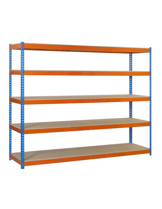 Etagère sans vis ecoforte 1207-5 chipboard bleu/orang/bois bleu/orange/bois 2000x1200x750 - simonrack
