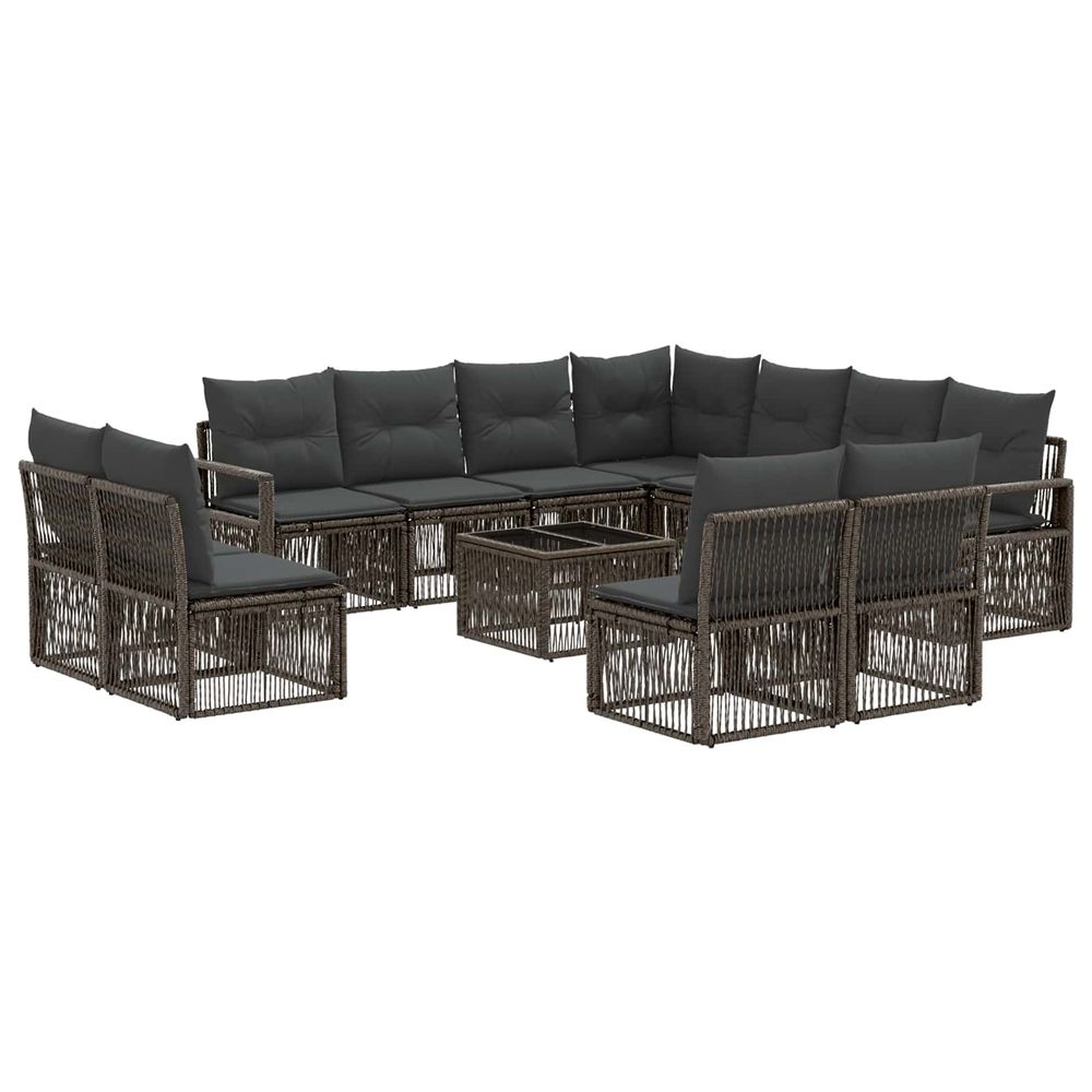 Ensemble de canapé de jardin 12 pc gris polyrotin