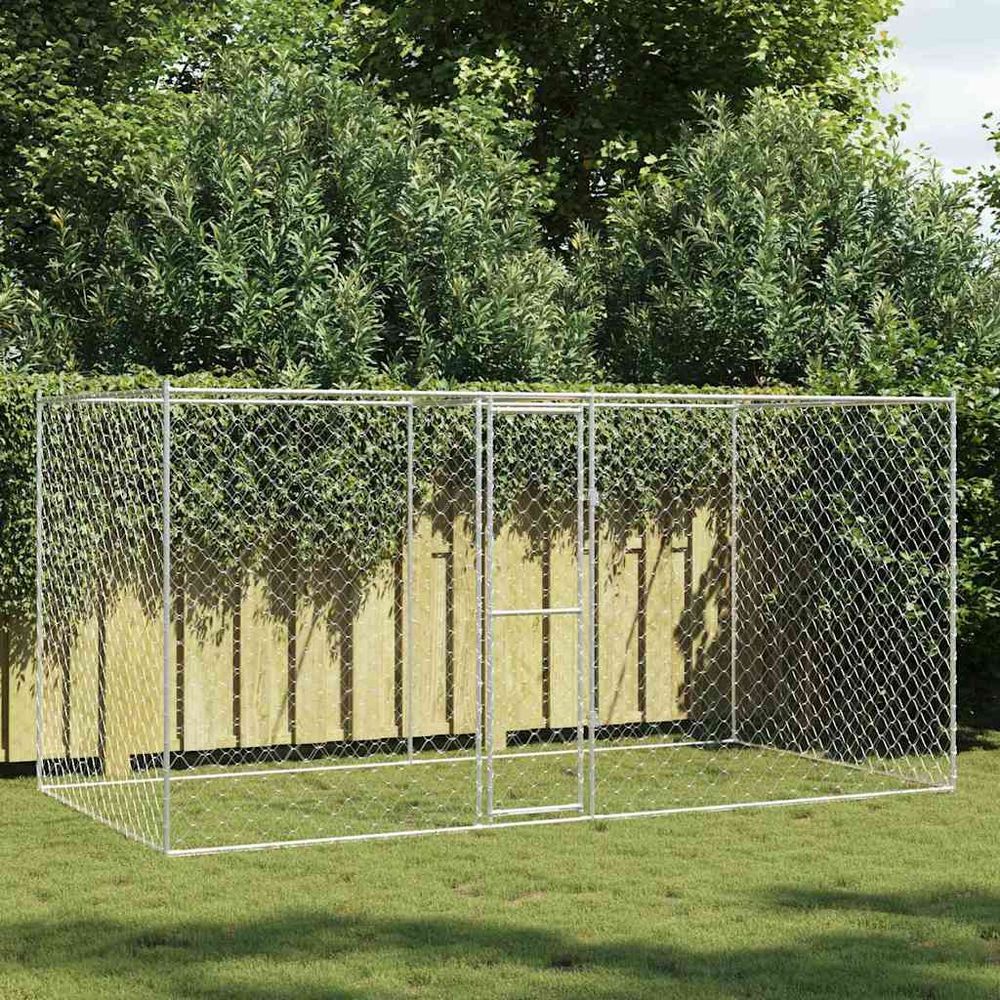 Parc enclos extérieur acier galvanisé pour grand chien jardin 400x200cm