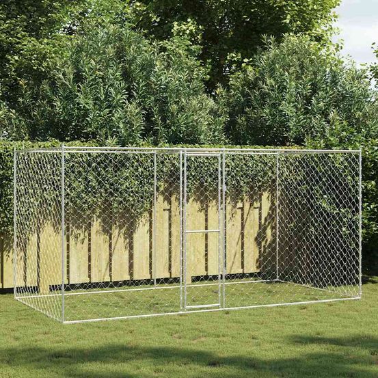 Parc enclos extérieur acier galvanisé pour grand chien jardin 400x200cm