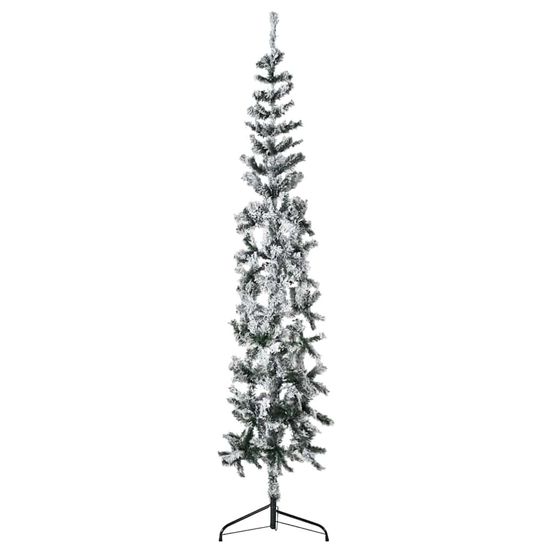 Demi-sapin de noël mural floqué pvc effet enneigé vert 180 cm