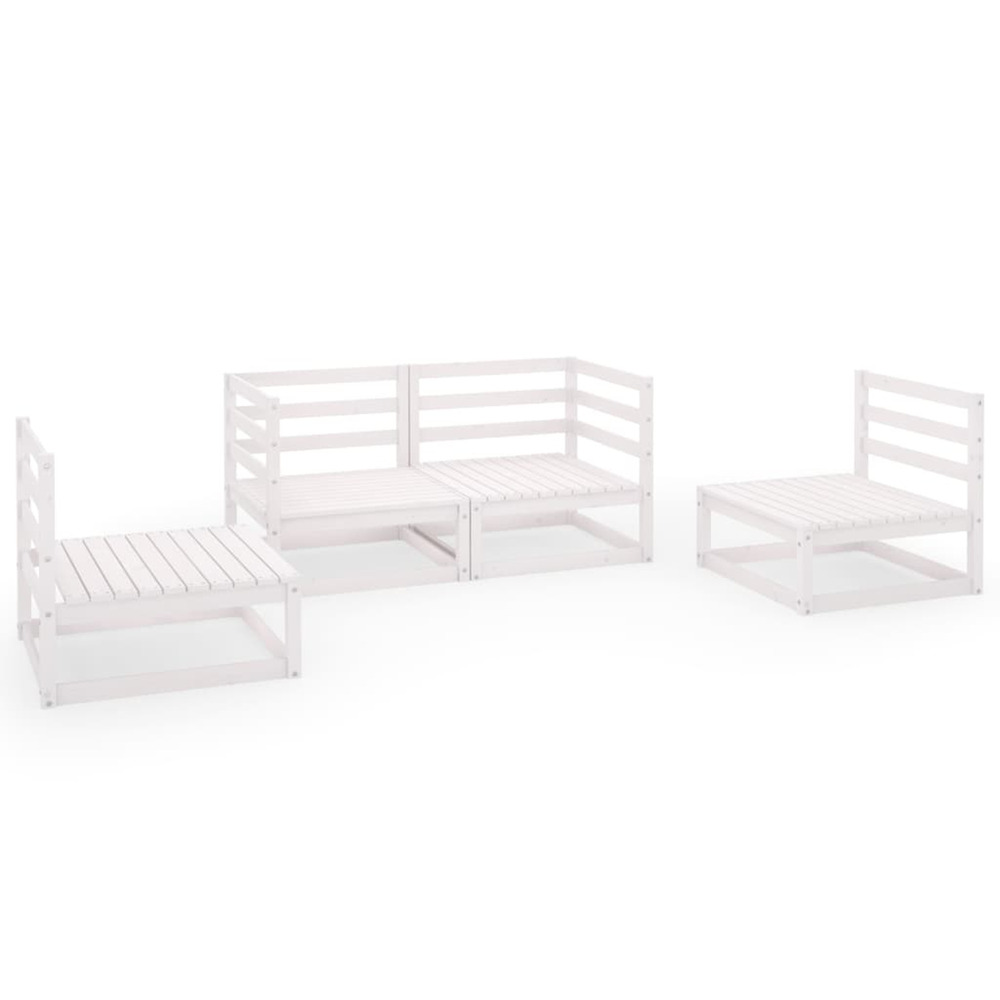 Salon de jardin 4 pcs blanc bois de pin massif