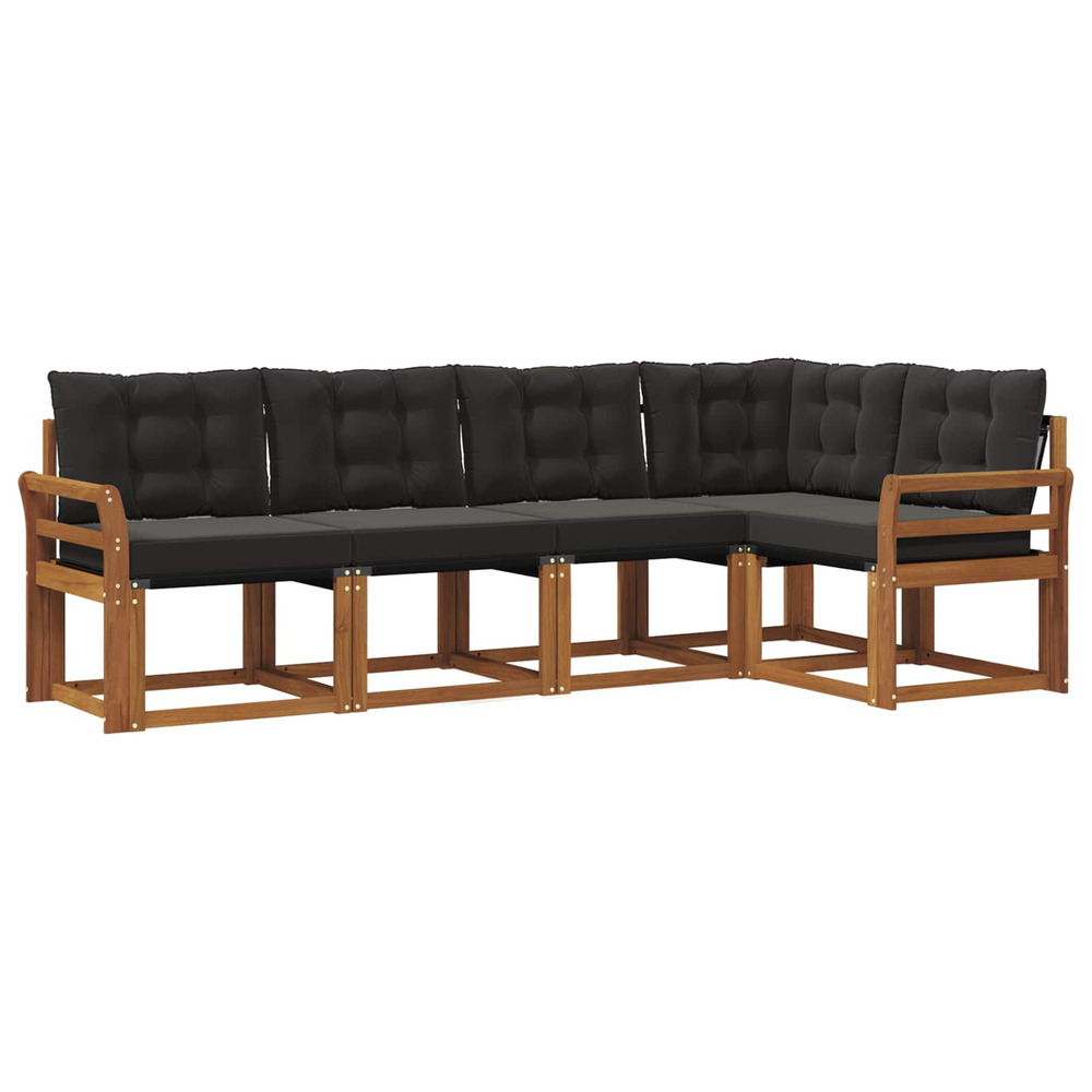 Ensemble de canapés d'extérieur 5 pcs naturel et noir