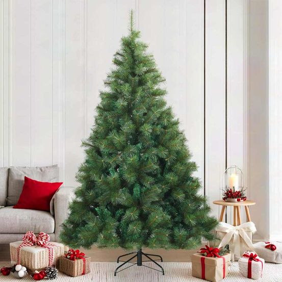 Sapin de noël artificiel pvc et acier à montage facile pour fêtes vert 210 cm