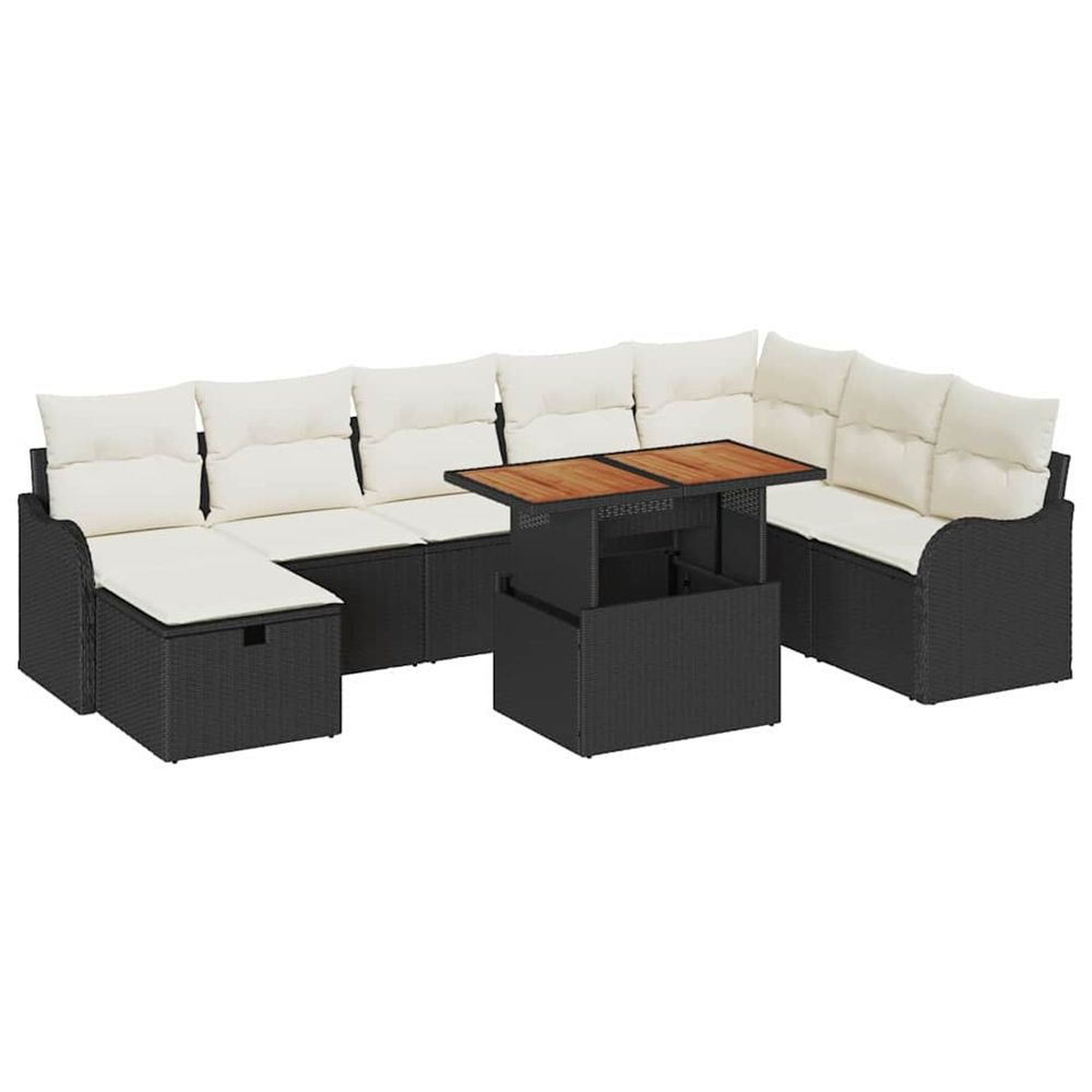 Ensemble de canapé de jardin 9 pc noir polyrotin
