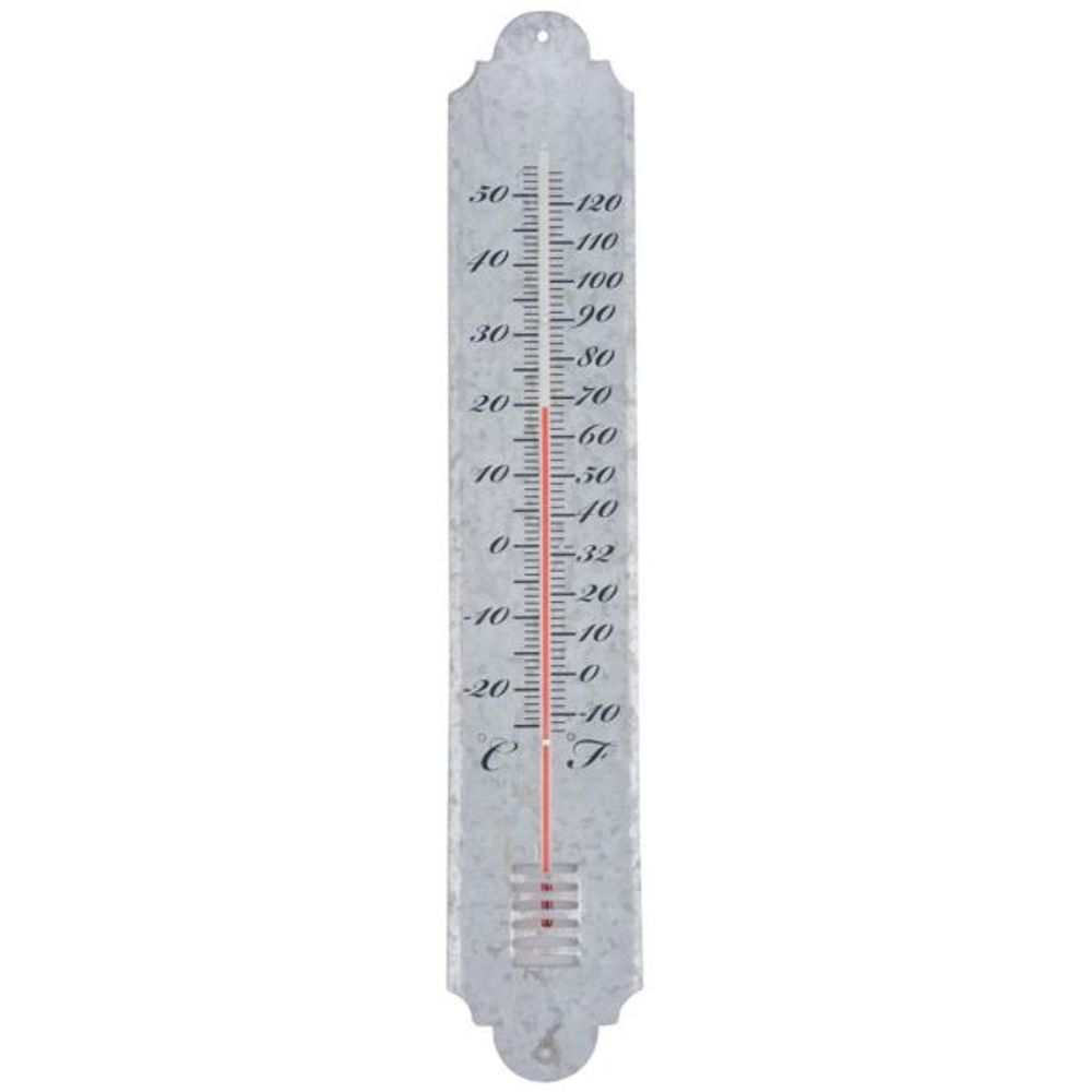 Thermomètre de jardin en zinc patiné 50cm