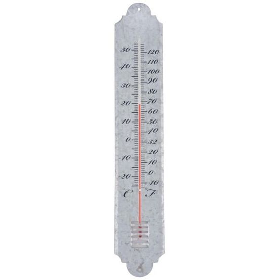 Thermomètre de jardin en zinc patiné 50cm