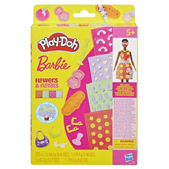Play-doh barbie fleurs et fleurons, recharges pour coffret de pâte a modeler