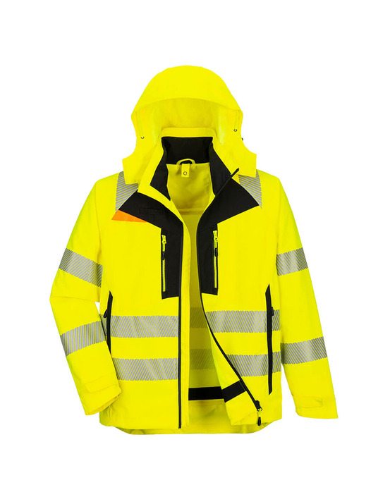 Veste 4 en 1 dx4 hi-vis - s - jaune/noir - portwest