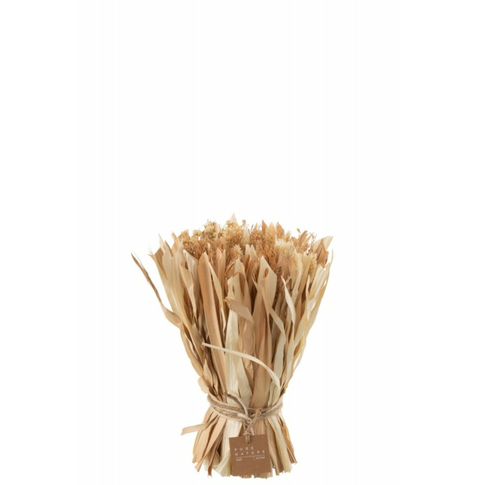 Bouquet de fleurs séchées en bois naturel 23x23x25 cm