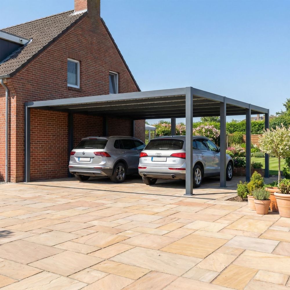 Carport aluminium carlton 570 x 550 cm - 2 voitures - 31,35m2 - gris anthracite