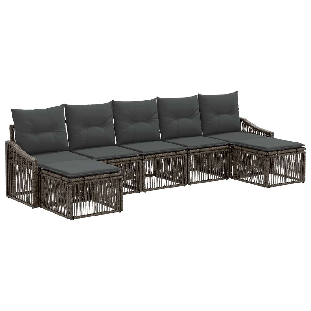 Ensemble de canapé de jardin 7 pc gris polyrotin