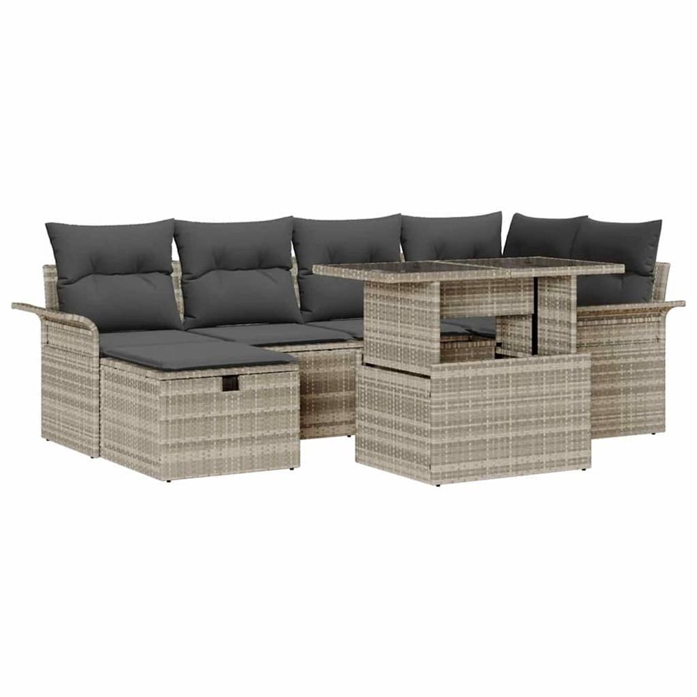 Ensemble de canapé de jardin 7 pc gris clair polyrotin