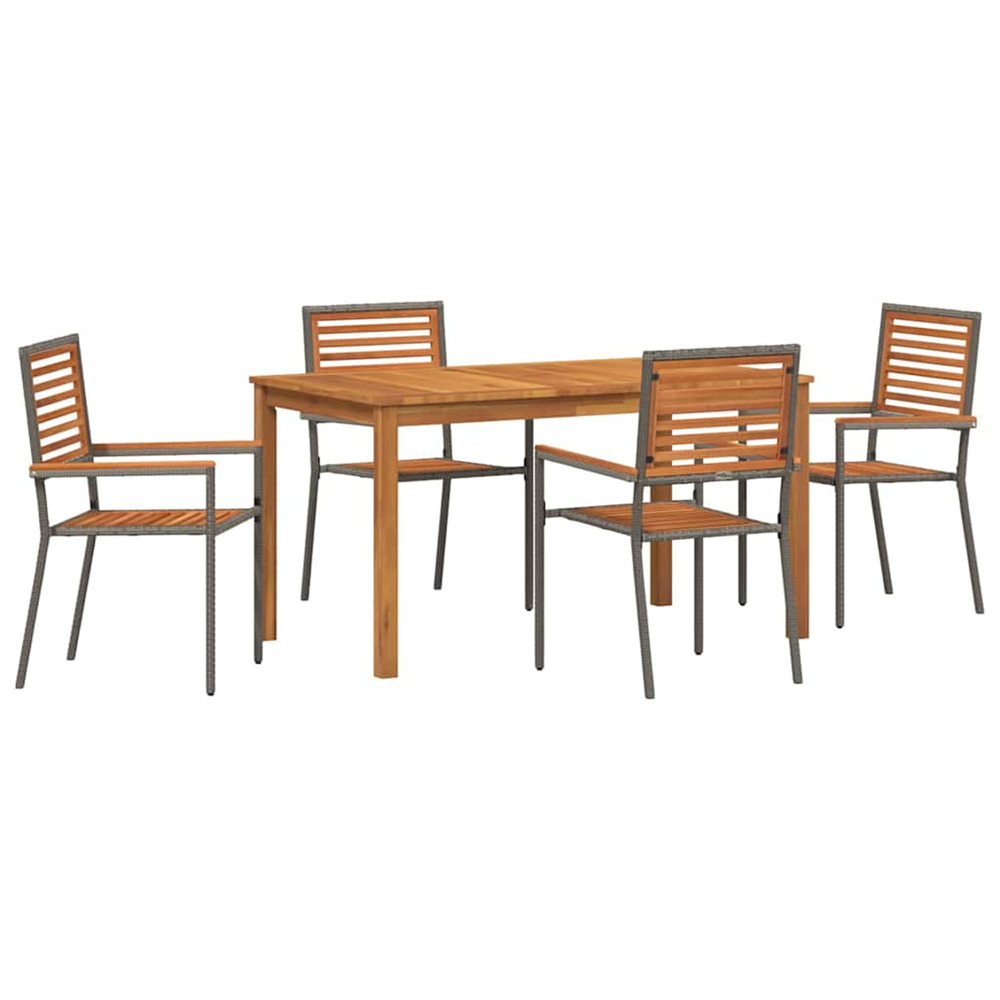 Ensemble de salle à manger pour jardin 5 pcs gris