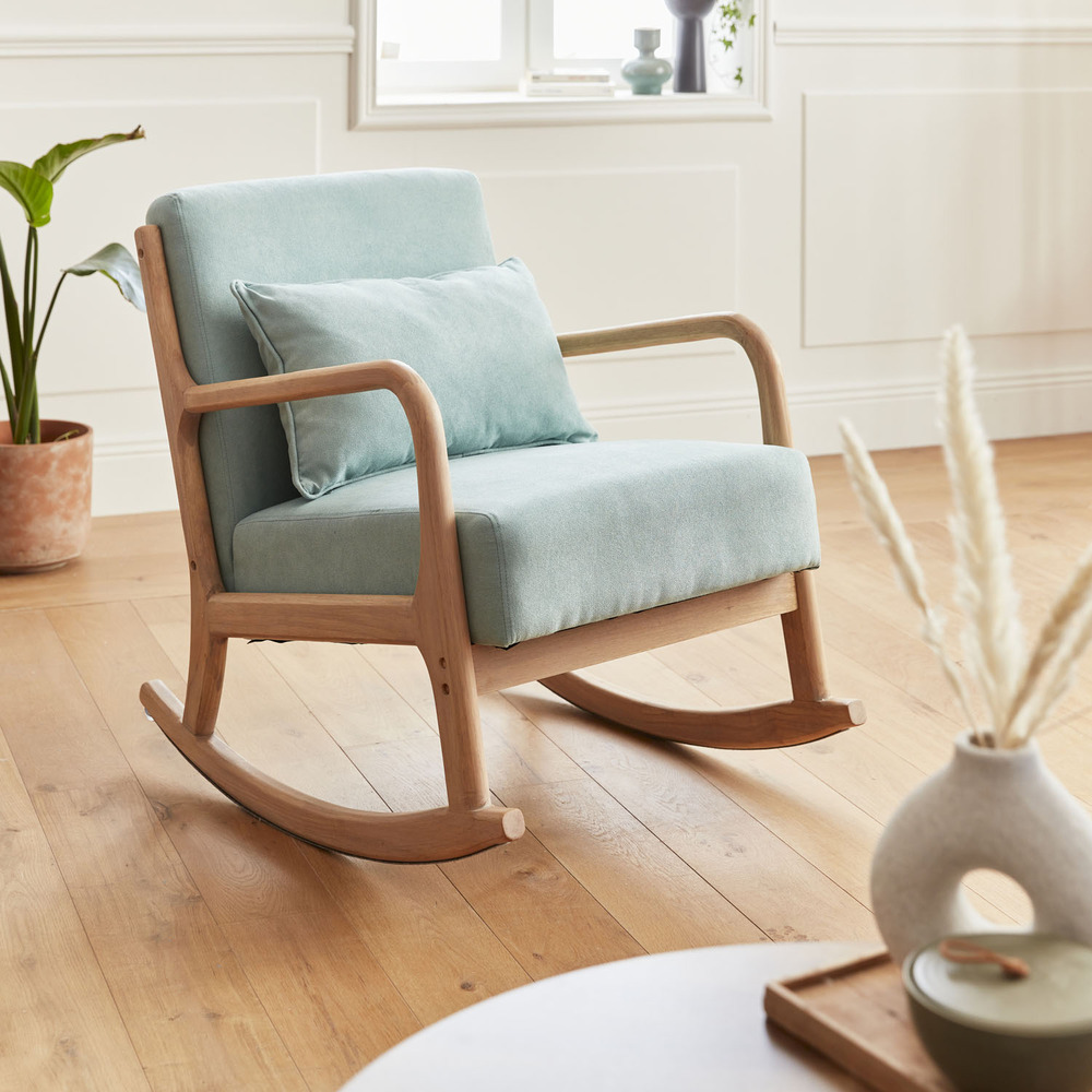 Fauteuil à Bascule M41 En Rotin Et Bois Massif - Design Rétro, Basculement Doux, Parfait Pour Le Salon