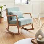 Fauteuil à bascule design en bois et tissu. 1 place. Rocking chair scandinave. Vert d'eau