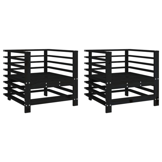 Chaises de jardin lot de 2 noir bois massif de pin