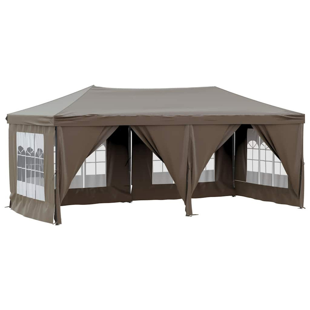Tente de réception pliable avec parois taupe 3x6 m