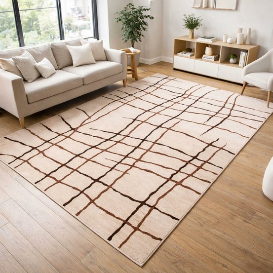 Tapis chambre 80x150 tissé blanc cassé rectangle motif abstrait lyn1 malmo