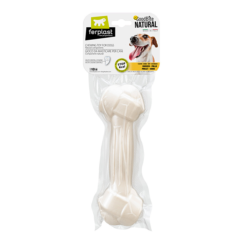 Ferplast goodbite natural xl jouet os pour l'hygiène dentaire, saveur de poulet, chien grande (20-35 kg), naturel, 1 pièce de