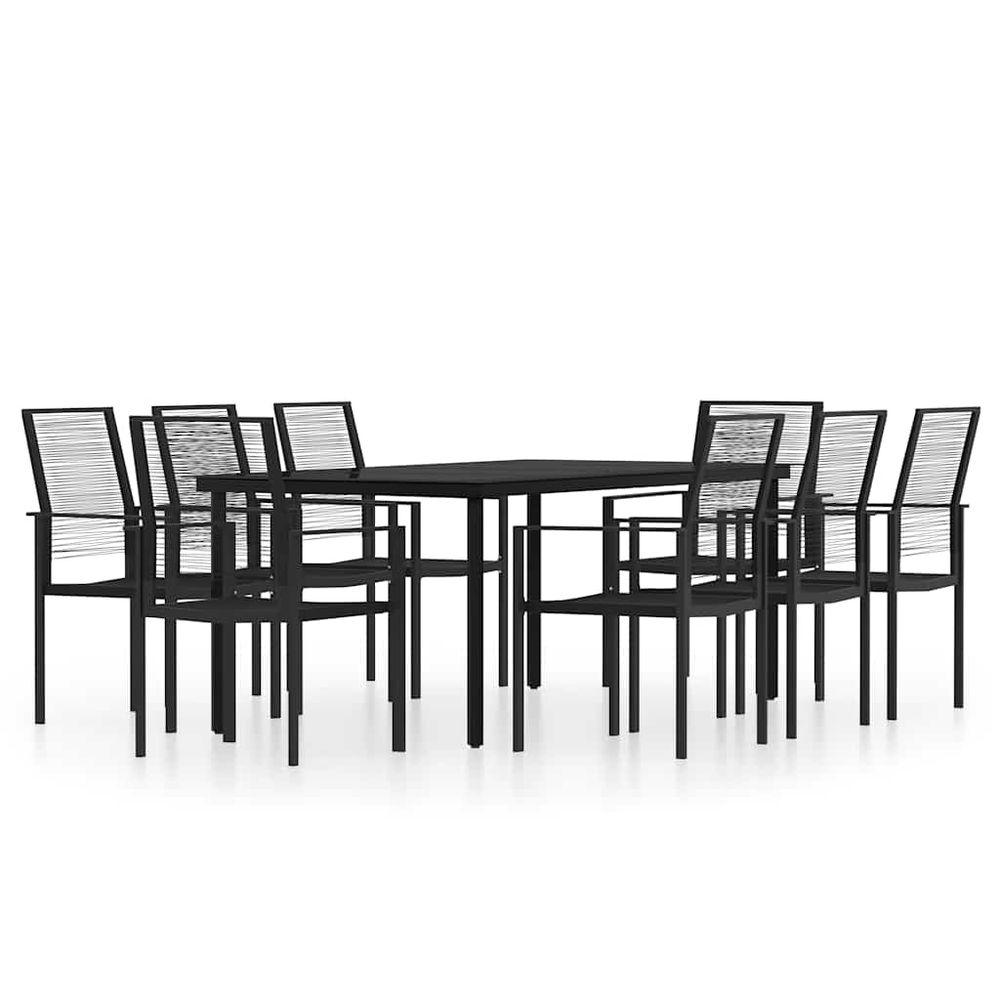 Ensemble à manger de jardin 9 pcs noir