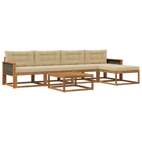 Ensemble de canapés d'extérieur 6 pcs naturel et beige